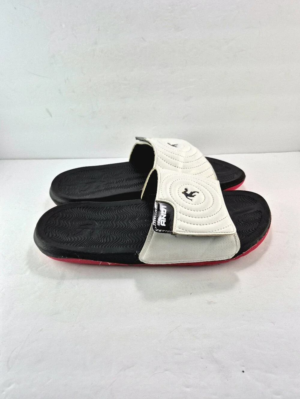 AND1 Men's Athletic Adjustable Swirl Slide Sandals Red Sole Size 11 Sporty NBA